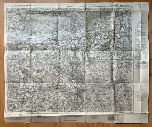 altes Grossblatt Nr. 67 MESERITZ - BIRNBAUM Maßstab 1 : 100000 1940 ( F24542