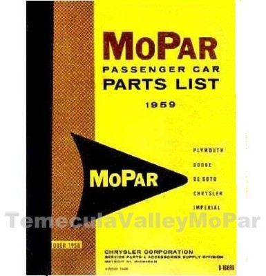 Illustrated MoPar Parts Manual for 1959 Ply - Dodge  - Desoto - Chrysler - Imper