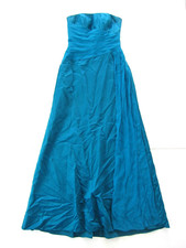 David's Bridal Turquoise Strapless Ruched Long Maxi Wedding Party Bridal Dress 4