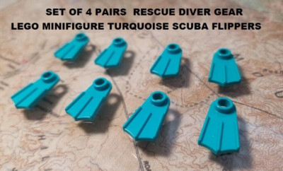 LEGO Minifigure Turquoise Flippers 4 sets Scuba Swim Fins Sport Rescue ...