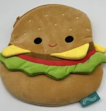 8" Kellytoy Squishmallow Carl the Burger Zipper Case School Supplies Mini Pouch