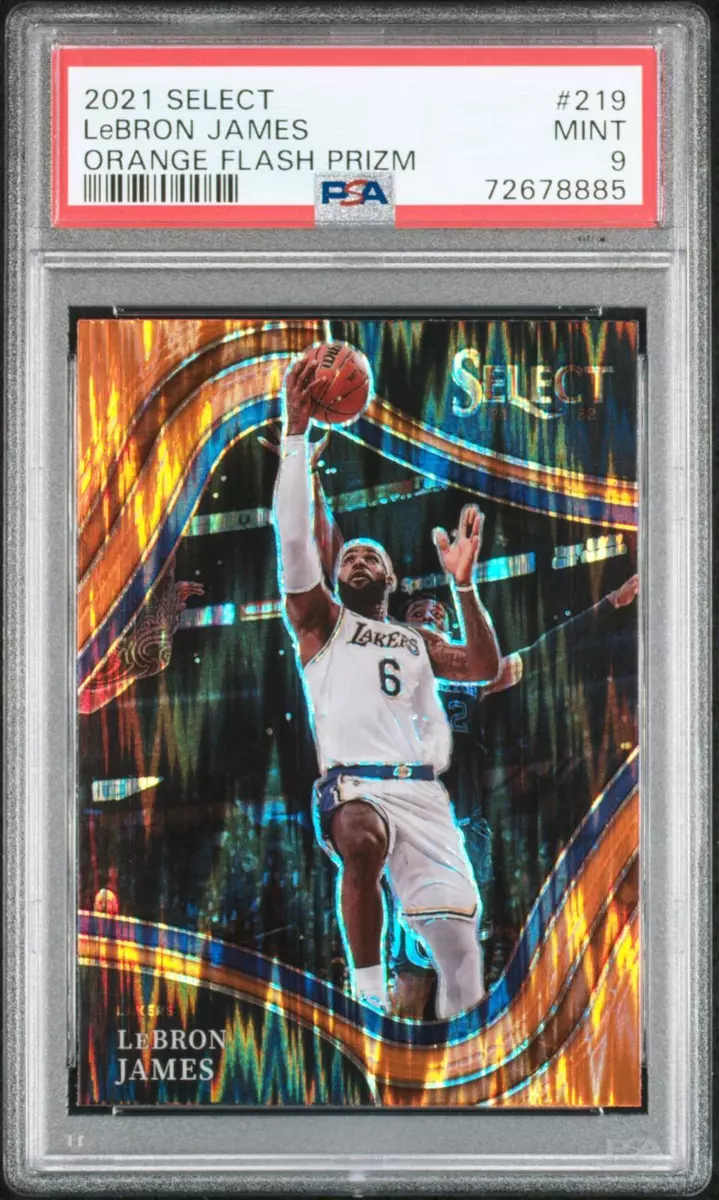 2021 Panini Select 219 Lebron James Courtside Orange Flash Prizm MVP PSA 9