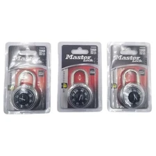 3X Master Lock Anti-Shim 3-Digit Combination Padlock 1500D Black Lock 1-7/8 in