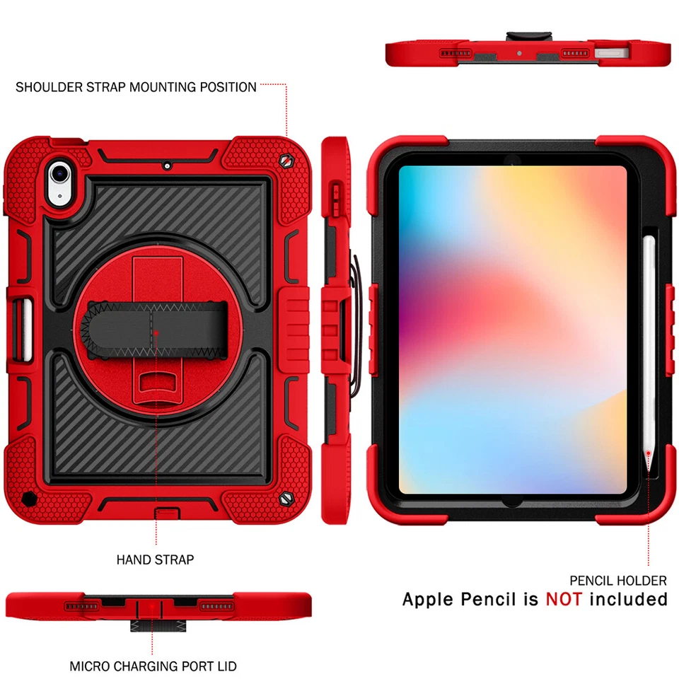 Сверхпрочный стоять чехол для iPad 9/8/7/6/5-го поколения с ручной ремень - Изображение 4 из 4