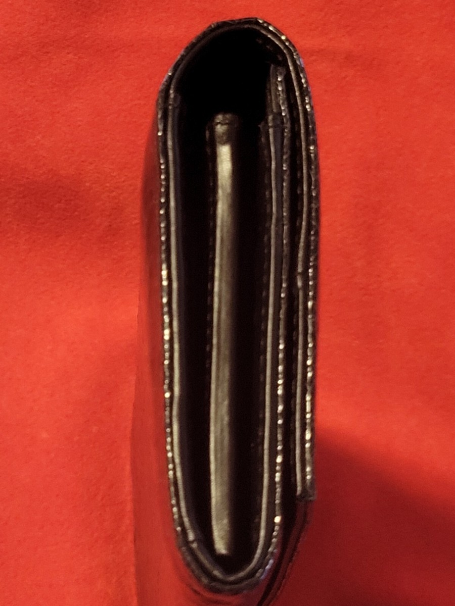 MIU MIU Black Croc Embossed Patent Leather Bi-Fold