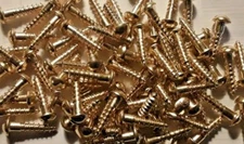 #6 x 5/8" round head slotted solid brass wood screws, select QTY