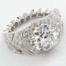 Elegant Art Deco Classic Design Old European Cubic Zirconia Engagement Fine Ring