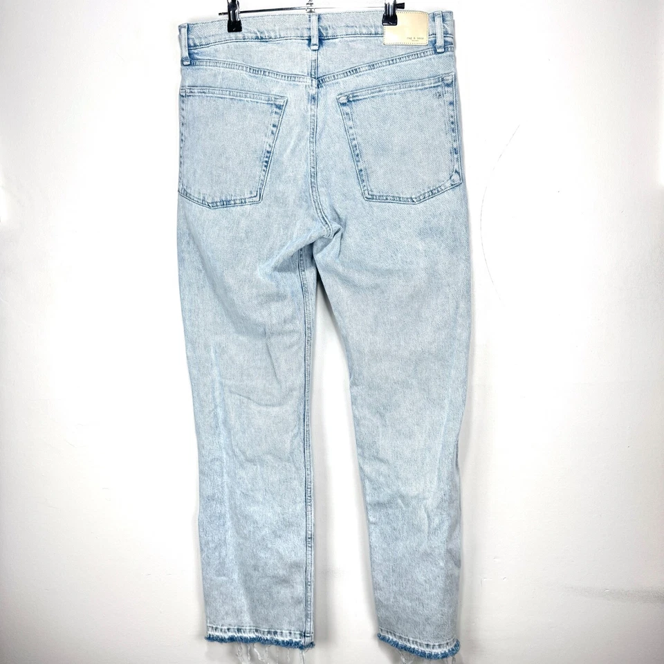 Rag & Bone Harlow Mid Rise Jeans Straight Light Blue Denim Unheeded Women 32 - Image 2 of 4