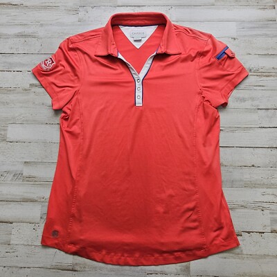 Women's Chase 54 Golf Polo RIVERBEND COUNTRY CLUB Wicking Poly Large RED