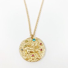 Sagittarius Gold Tone Coin Horoscope Astrology Necklace Zodiac Sign Gift