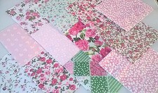 30 x BABY M&Auml;DCHEN ROSA 5 ZOLL STOFF PATCHWORK QUADRATE ST&Uuml;CKE CHARM PACK