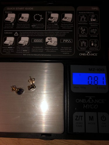 Vintage Mexican Hallmarked 10ct Gold with Solitaire Sapphire Stud Earrings - Picture 13 of 13