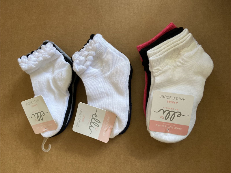 *12 pairs* Little Girl's elli by Capelli Ankle Socks Size Small *NEW*