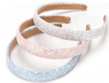 3 Pack Glitter Sequins Sparkly Hard Headbands Wide Padded Hair Bands