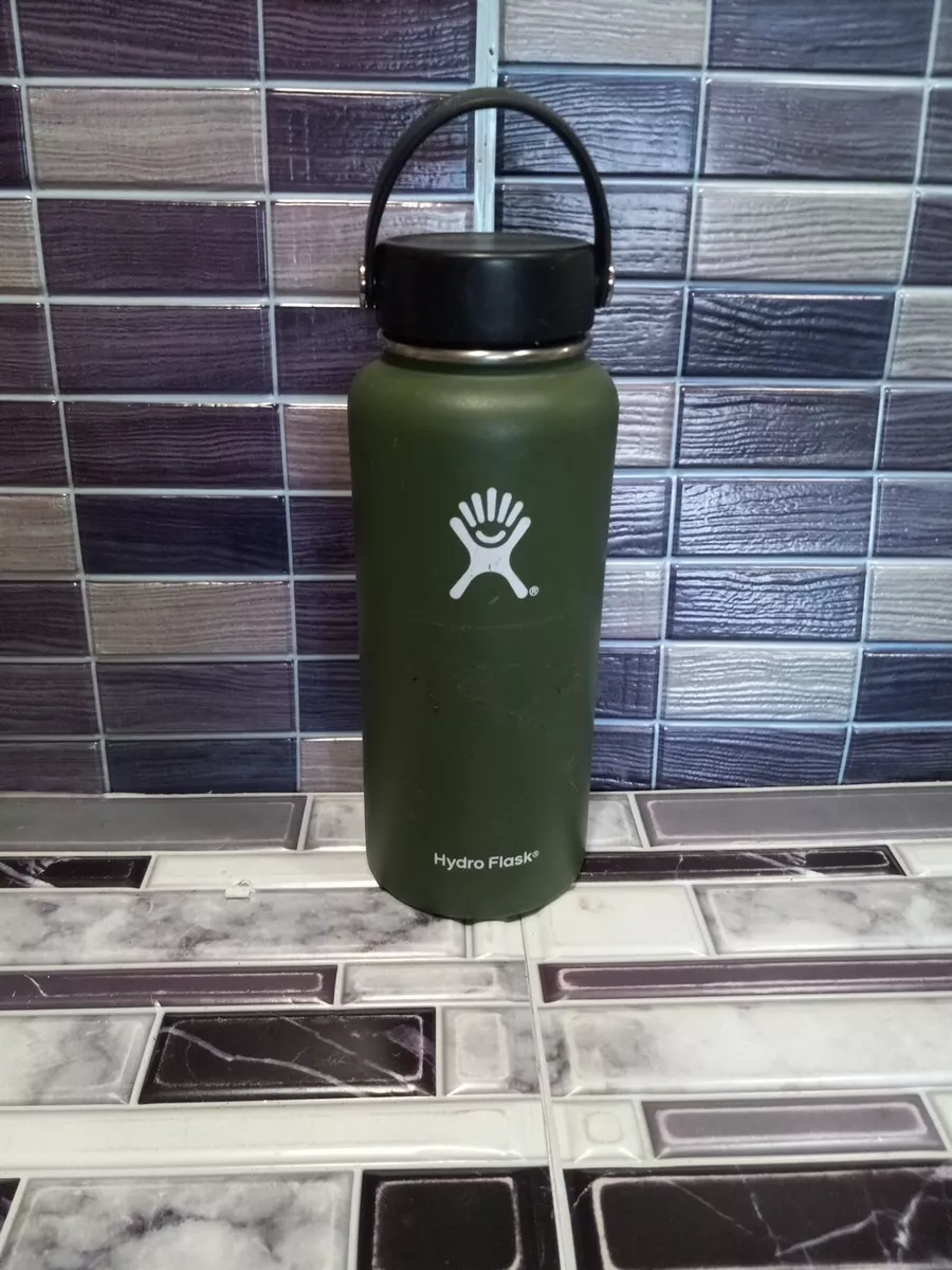 Hydro Flask 32ozWater Bottle Stainless Steel Wide Mouth w Straw Dark Green