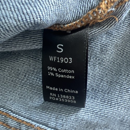 Shyanne Damen Cropped Sherpa Kragen Denim Jeansjacke Raw Hem Small - Bild 5 von 6