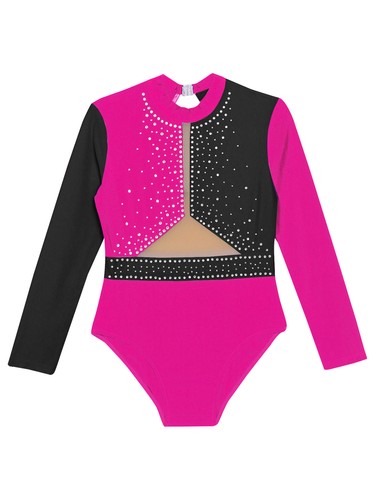 Kids Girls Bodysuit Unitard Dancewear Sparkly Jumpsuit Performance Gymnastics - Picture 29 of 104