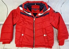 Tommy Hilfiger Red Puffer Jacket Boys Youth S Fleece Lined Insulated Full Zip