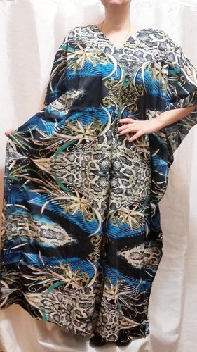 Kaftan Dress Taj Mahal Caftan Cover Up Flower Stripe Paisley M L XL 1X 2X Beach - Picture 33 of 39