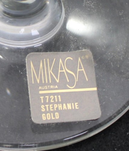 Mikasa Crystal Stephanie Gold Set of 2 Wine Glasses and 1 Goblet T7201 - Picture 7 of 7