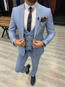 3 piece blue wedding suit