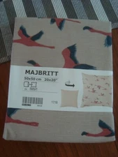 NEW IKEA Cushion Cover Case 20x20" Majbritt Flying Birds Flamingos Beige 