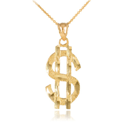 Halskette mit Anhänger Gold Dollarzeichen (erhältlich in Gelb-/Rosé-/Weißgold)