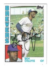 Autographed Signed Ben Oglivie Milwaukee Brewers 1984 Topps card #190 w/COA