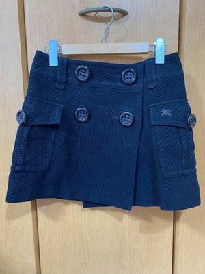 Women JP-size S Mini Skirt Burberry Blue Label Wrap Skirt Black