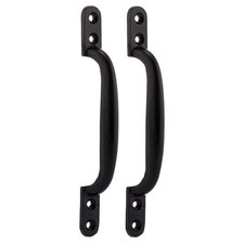Ergonomic 2 Pack Pull Handles - Black Coated Cast Iron for Outdoor Sheds & Gates
