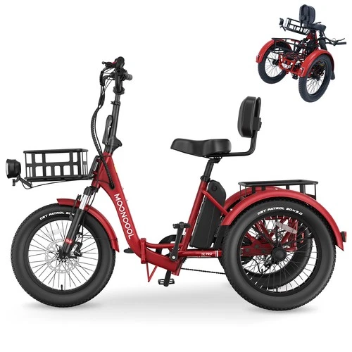 MOONCOOL 20" Electric tricycle Outdoor Cycling 6 speed Folding Adult E-Trike