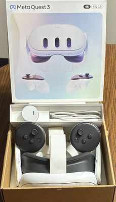 Meta Quest 3 Standalone VR Headset 512GB White with Controllers & Accessories