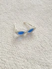 Vintage 1960s Barbie Doll Cat Eye Sunglasses White Blue Lens Hinged Doll