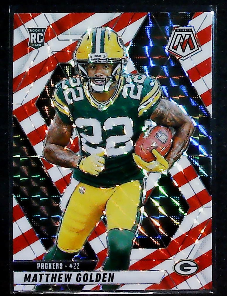 2025 Panini Mosaic Matthew Golden Mosaic Red and White Stripe #323 Packers