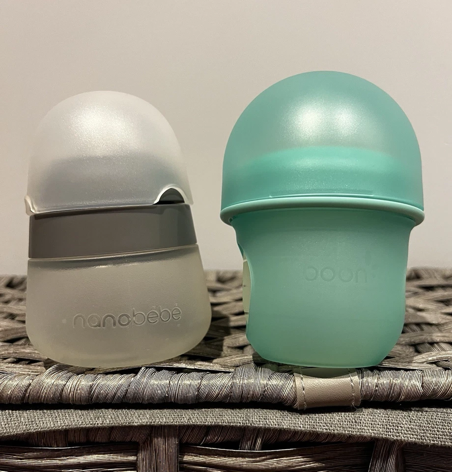 Set of 2 Infant/Newborn Baby Bottles, 1 Nano Bebe, 1 Boon, 4-5oz, 120-150mls EUC - Image 2 of 4