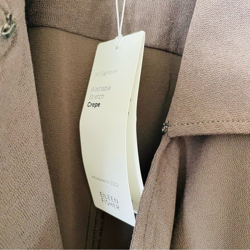 NWT Eileen Fisher 2X washable crepe long moto jacket in taupe brown - Picture 3 of 6