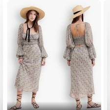 Free‎ People Aglow bohemian MIDI Dress in Slate size small brand new
