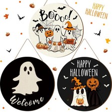 3 Pcs Happy Halloween Door Front Decor Ghost 11.81 inches,