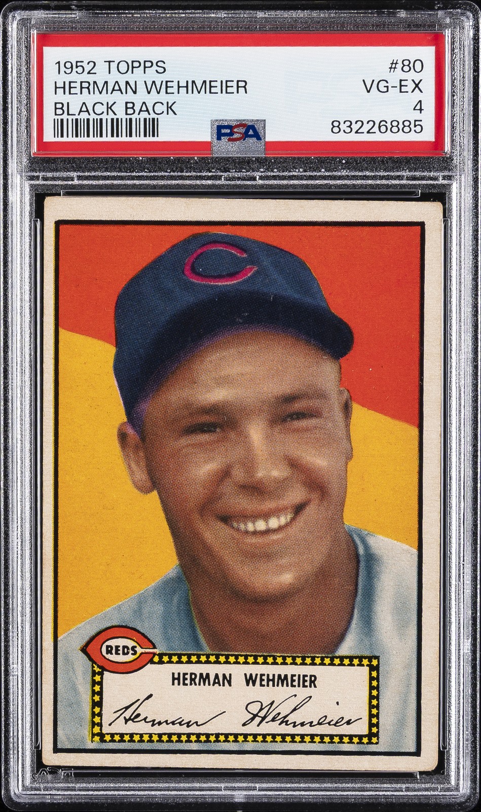 1952 TOPPS BLACK BACK #80 HERMAN WEHMEIER PSA 4