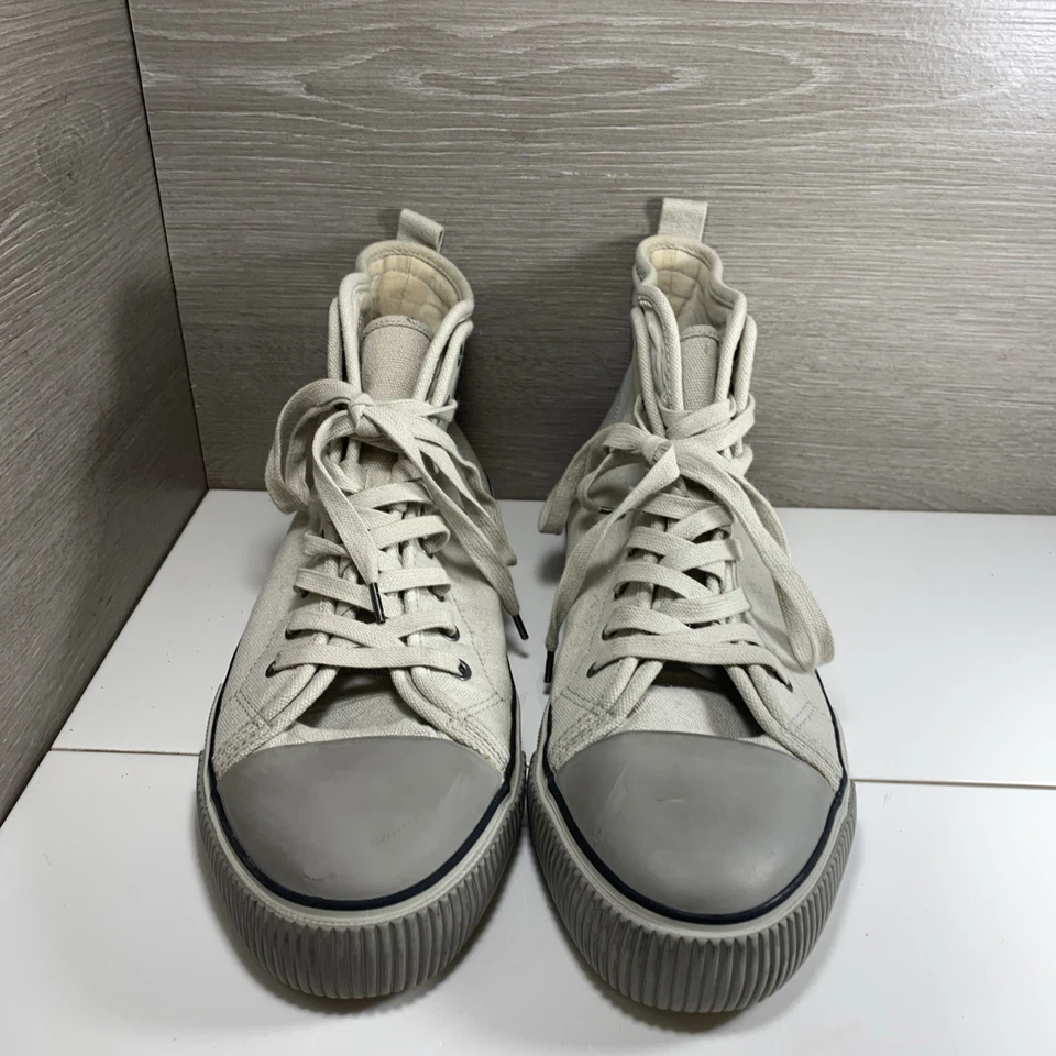 Tênis de lona Allsaints Rigg Hightop cinza claro tamanho 11 EUA/UE 44 - Imagem 2 de 4