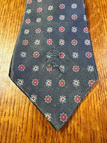 Countess Mara Men's Silk Woven Geometric Tie Blue Red White Pointed