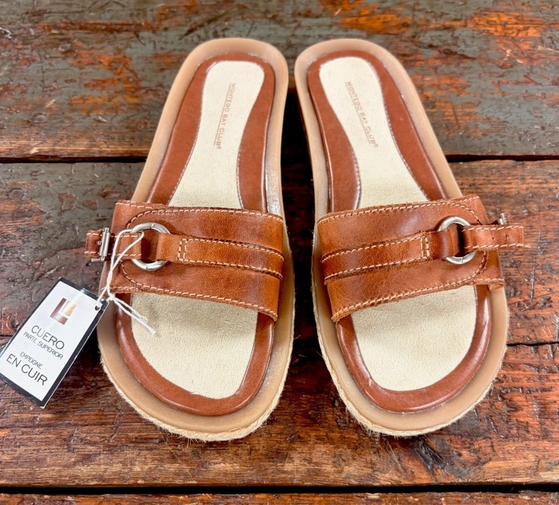 Women's Brown Montego Bay Club Sandals Size 6 1/2  NEW WITH TAGS, REAL LEATHER