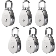 6 PCS M25 304 Stainless Steel Single Pulley Block Wire Rope Hanging Wheel