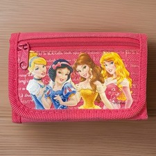 Disney Princess Trifold Wallet Pink Thick Material Zipper Pocket Cinderella