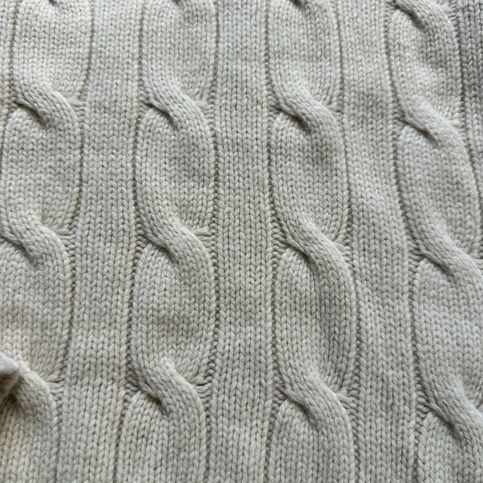 Suéter Abercrombie Fitch Para Hombres Mediano Marfil Lana Cachemira Cable Tejido Pescadores Foto 4 de 4