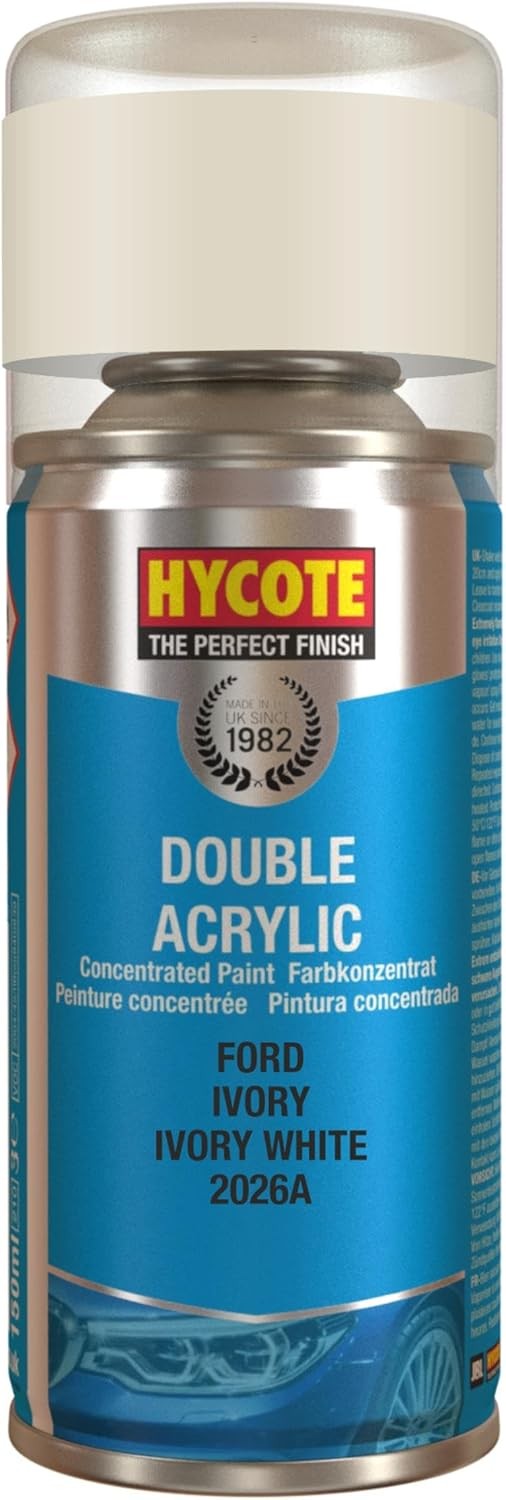 Hycote Double Acrylic Aerosol Car Spray Paint, Ford - Ivory, 150 ml
