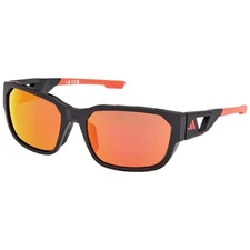 Adidas Golf Men's SP0092 Full Rim Sport Sunglass, Blk/Red Frame/Org Mirror Lens