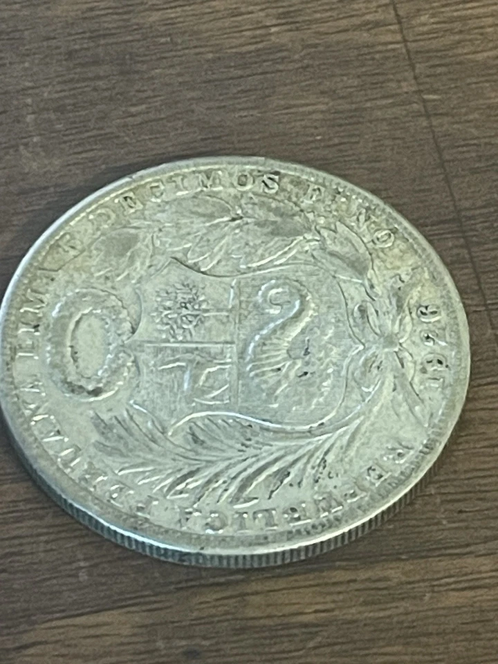 Moneda Peruana de Plata Original GRANDE Antigua 1 SOL América del Sur PERÚ 1926 Foto 3 de 4