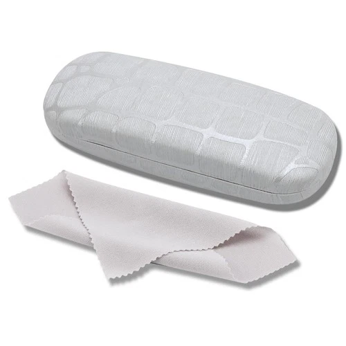 Hard PU Leather Glasses Case - Compact Case with Spring Closure and Soft Lining