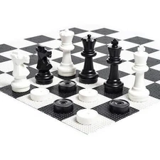 MegaChess 16" Chess Bundle - Chess, Checkers, and Plastic Board